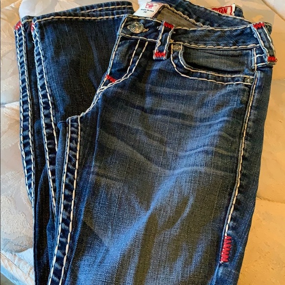 true religion jeans red and white stitching